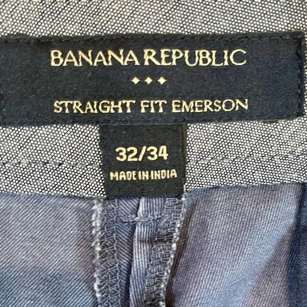 Banana Republic Straight Fit Emerson Navy Ship Blue Pants 32/34